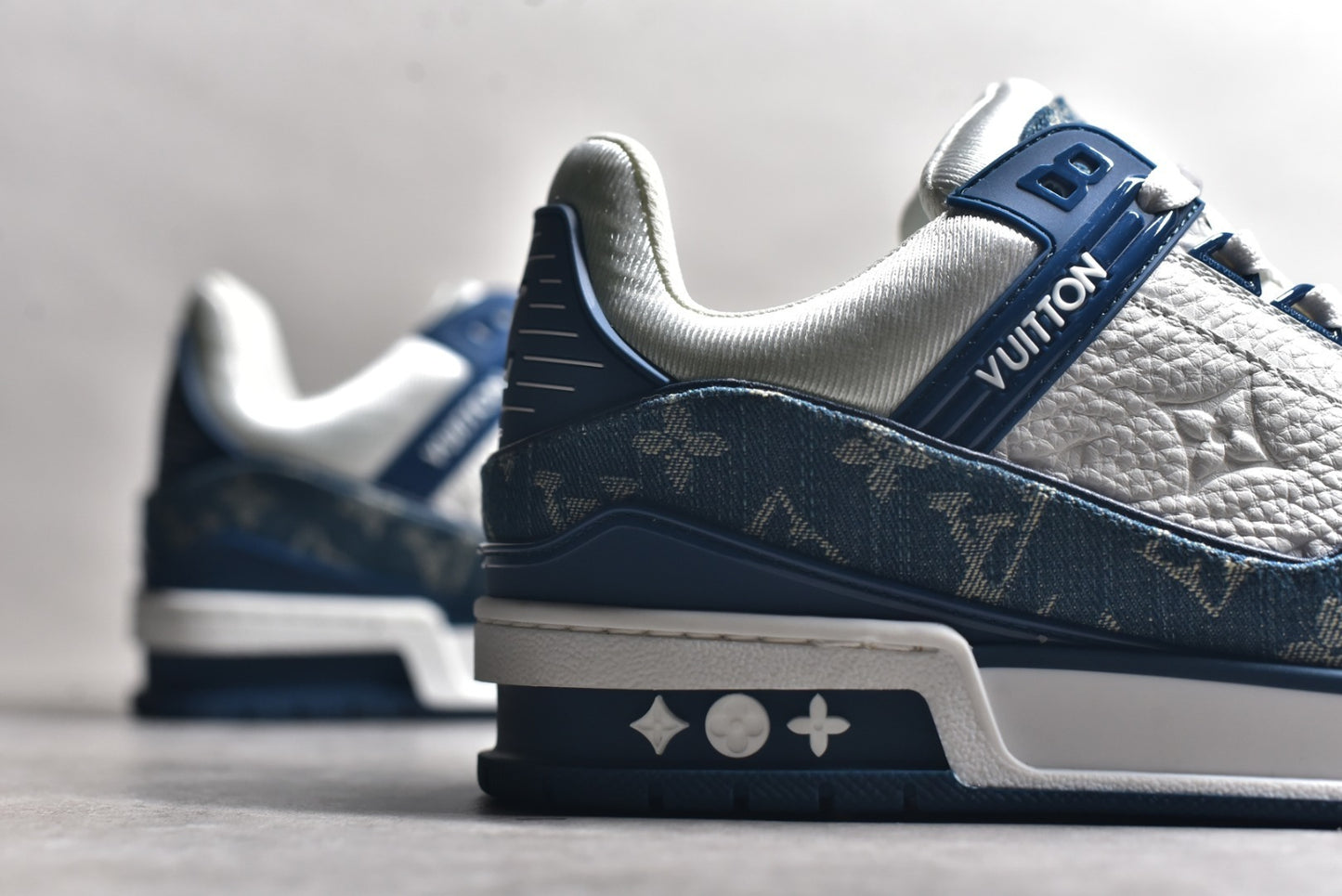 Louis Vuitton Lv Trainer Monogram Denim White Blue