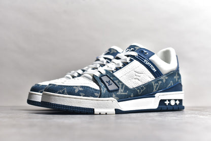 Louis Vuitton Lv Trainer Monogram Denim White Blue