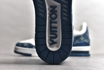 Louis Vuitton Lv Trainer Monogram Denim White Blue