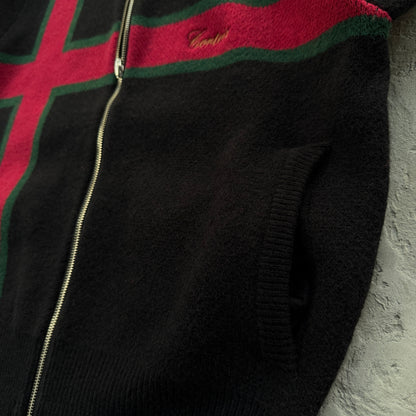 Corteiz Lux Knit Zip Up Black