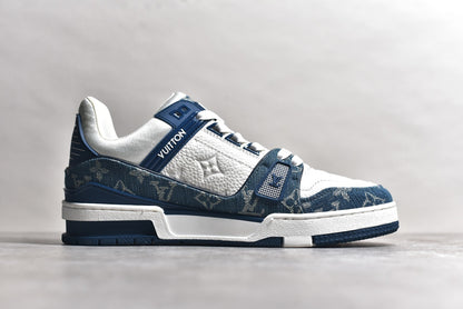 Louis Vuitton Lv Trainer Monogram Denim White Blue