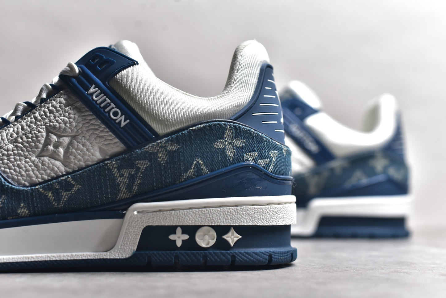 Louis Vuitton Lv Trainer Monogram Denim White Blue