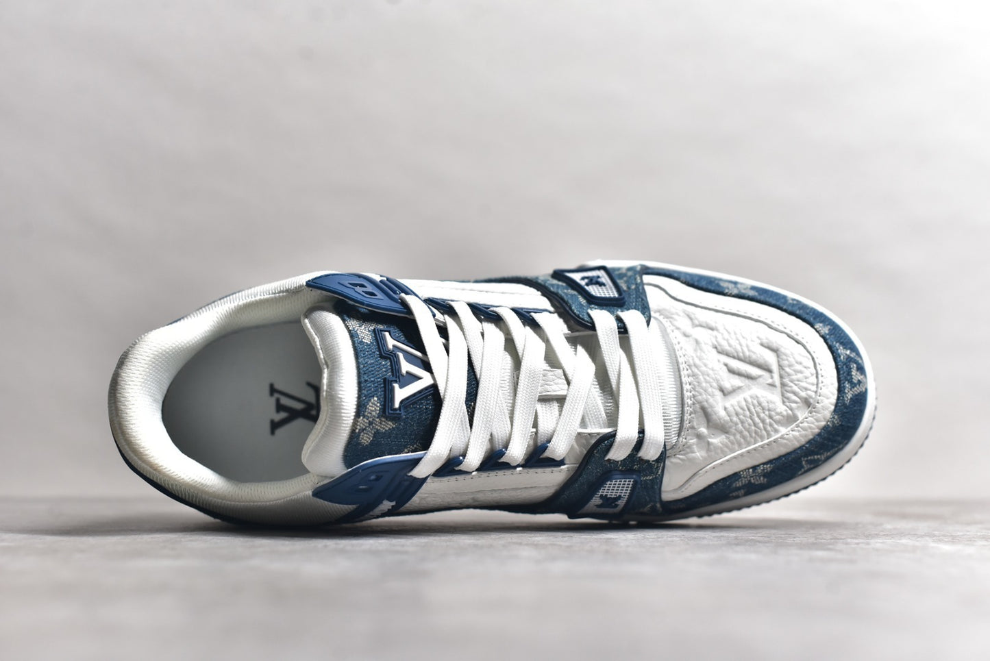 Louis Vuitton Lv Trainer Monogram Denim White Blue