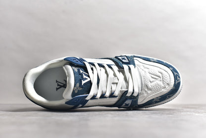 Louis Vuitton Lv Trainer Monogram Denim White Blue