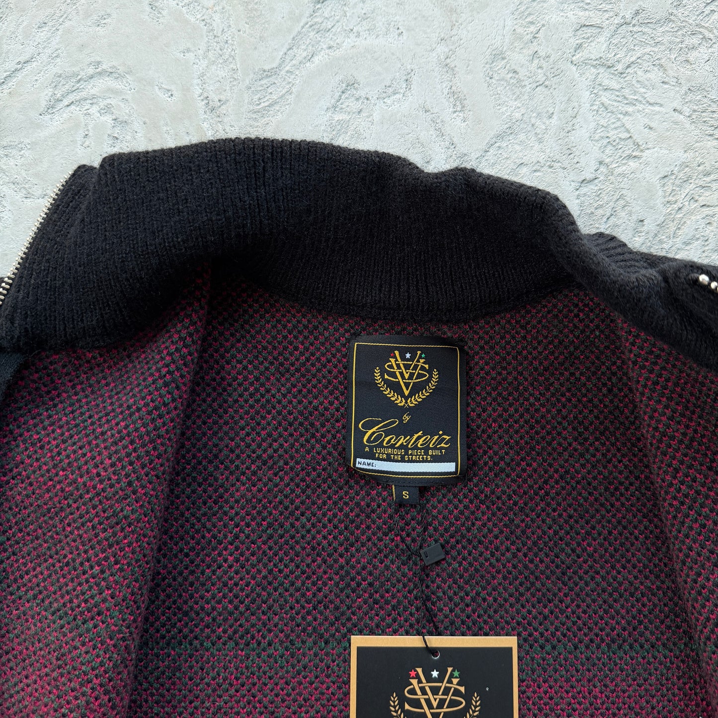 Corteiz Lux Knit Zip Up Black