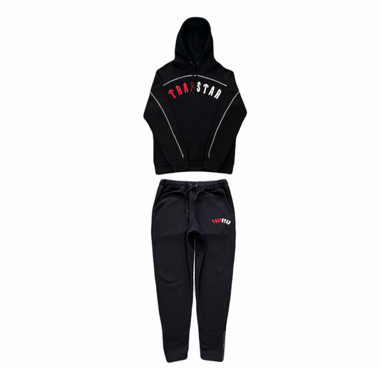 Conjunto Trapstar Hoodie “Black Red”