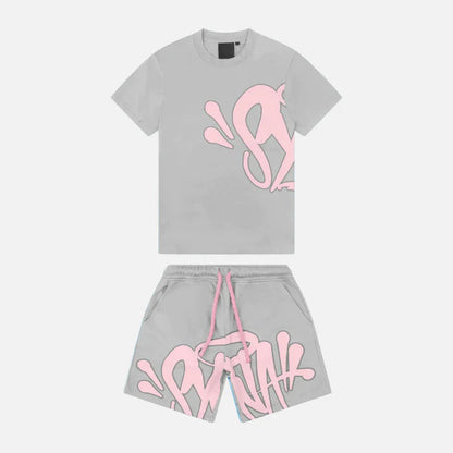Conjunto Shorts Synaworld Cinza/Rosa