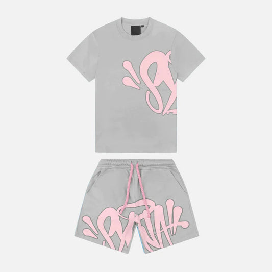 Conjunto Shorts Synaworld Cinza/Rosa