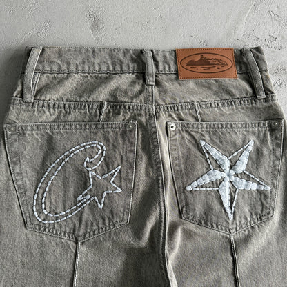 Corteiz Star Denim Pants “Grey”