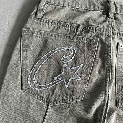 Corteiz Star Denim Pants “Grey”