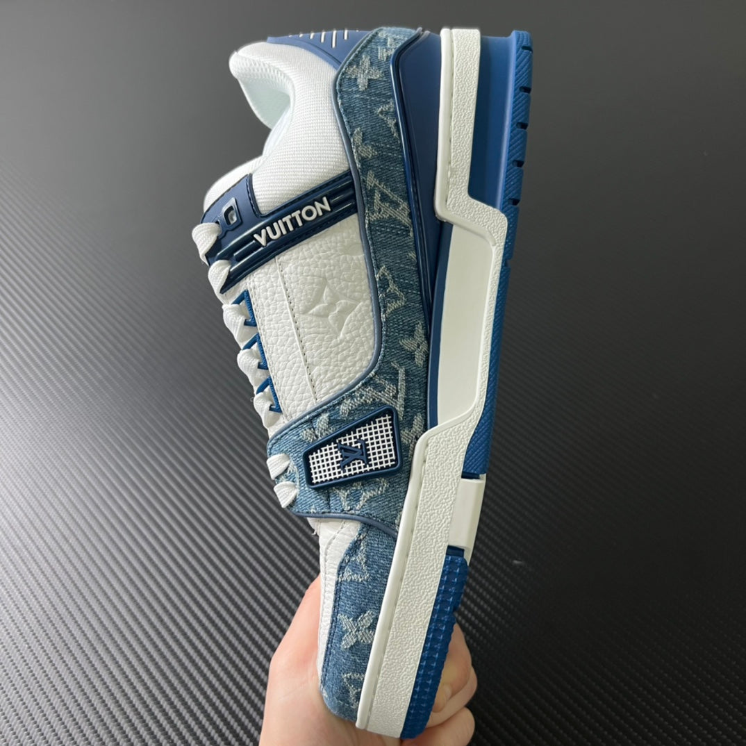 Louis Vuitton Trainer Monogram Denim “White Blue”