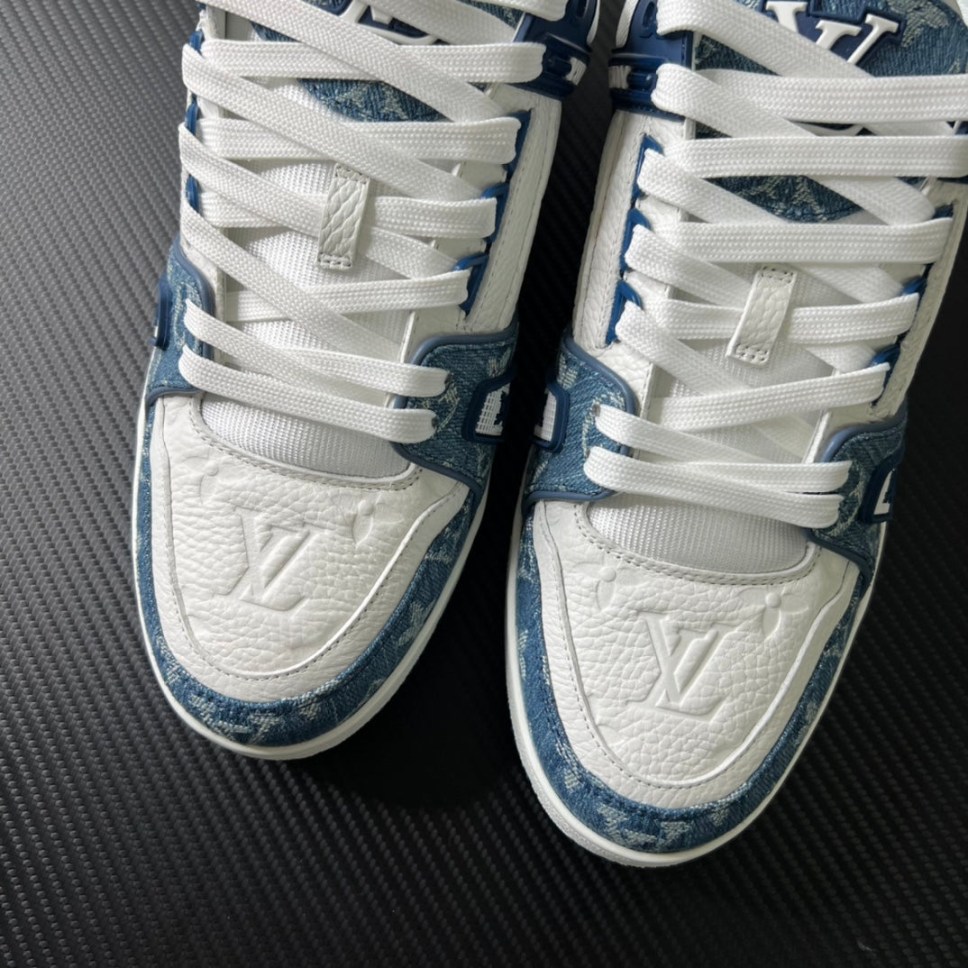 Louis Vuitton Trainer Monogram Denim “White Blue”