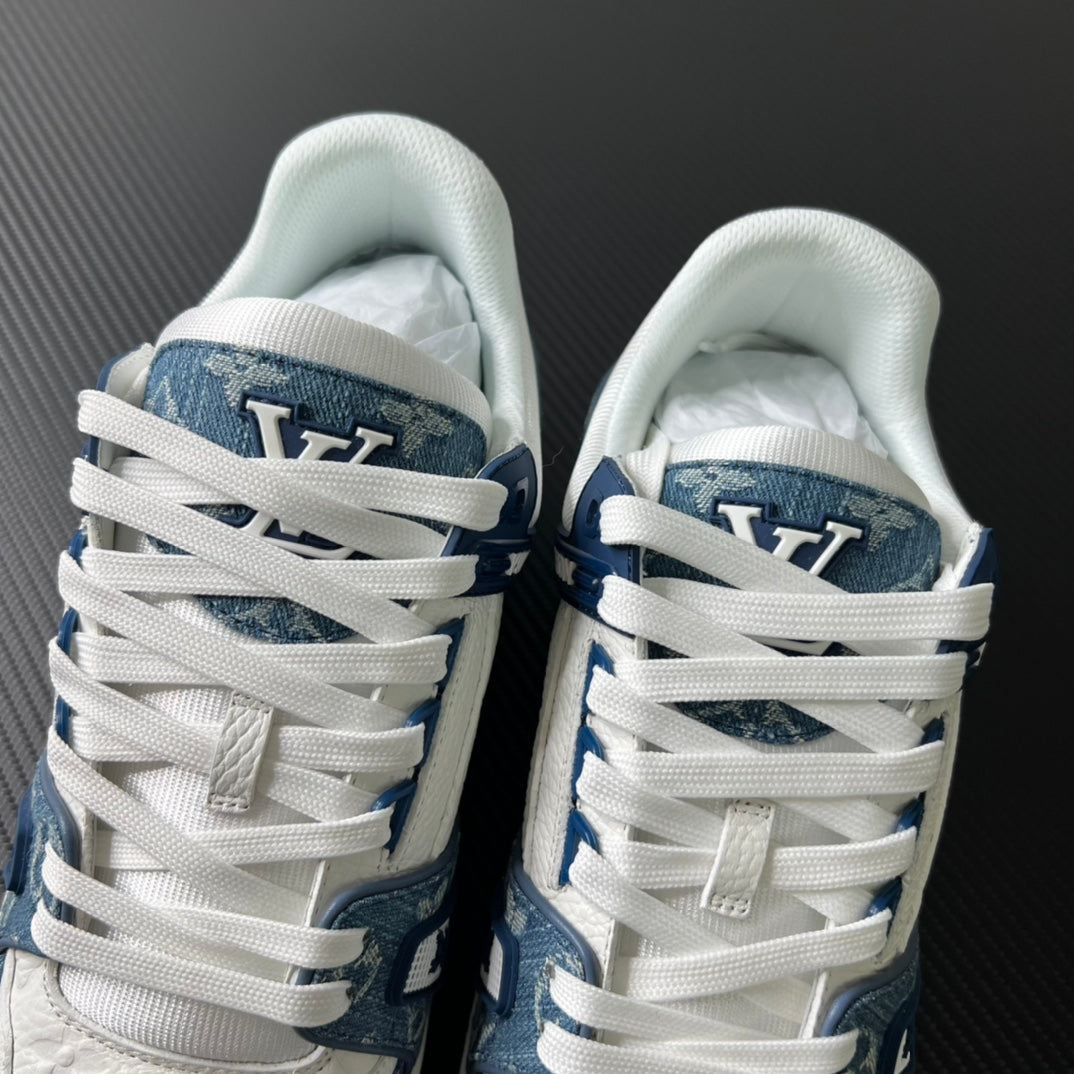 Louis Vuitton Trainer Monogram Denim “White Blue”