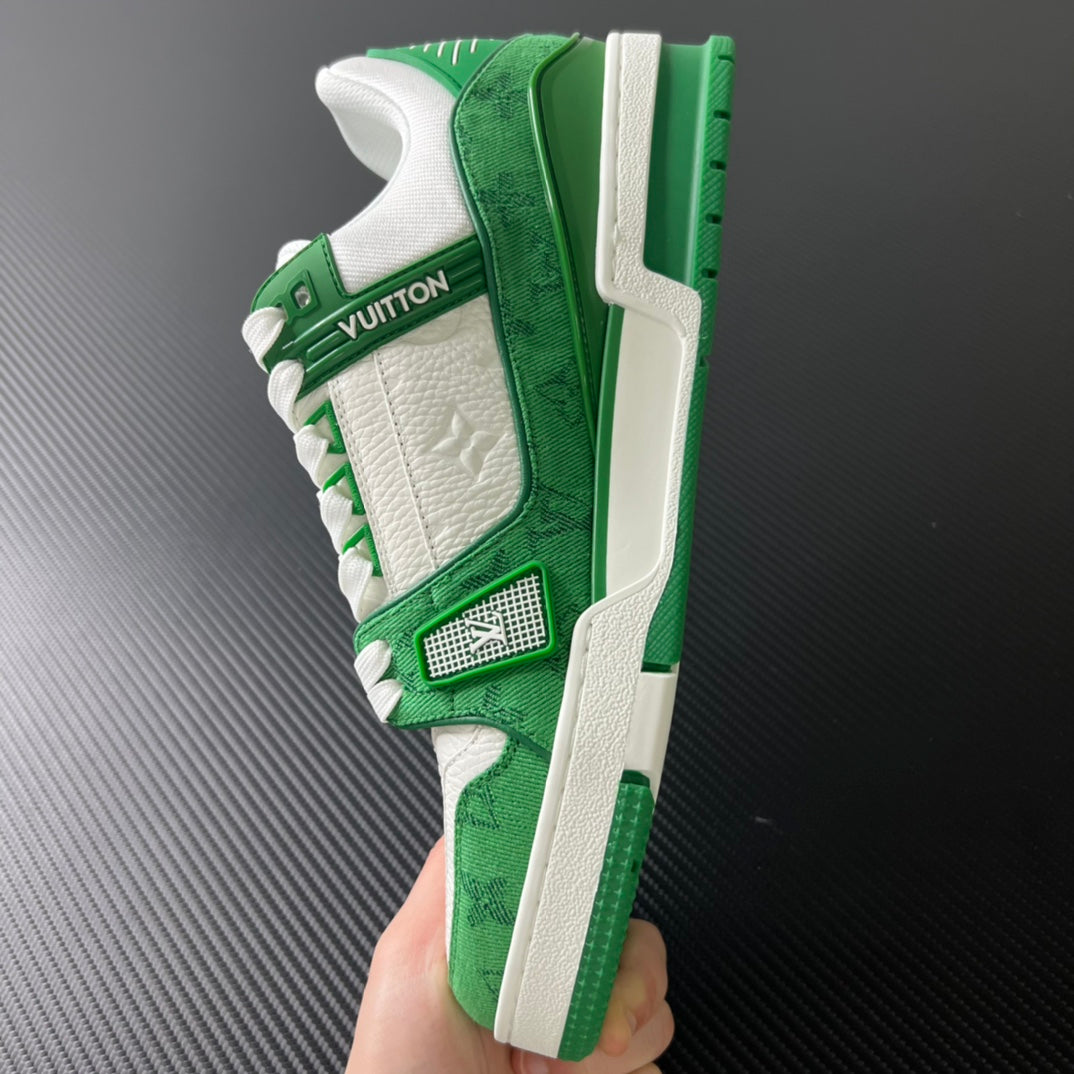 Louis Vuitton Trainer “Green Monogram Denim White”