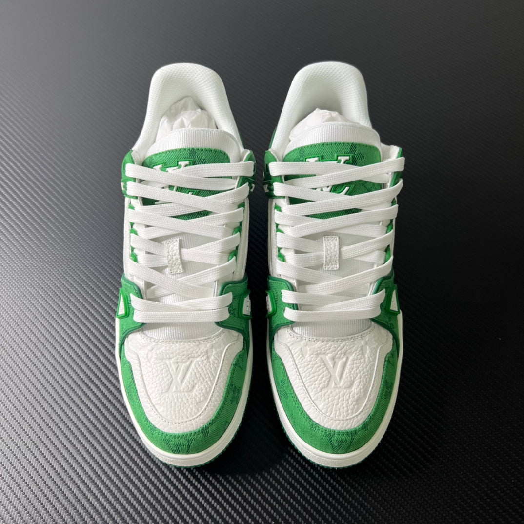 Louis Vuitton Trainer “Green Monogram Denim White”