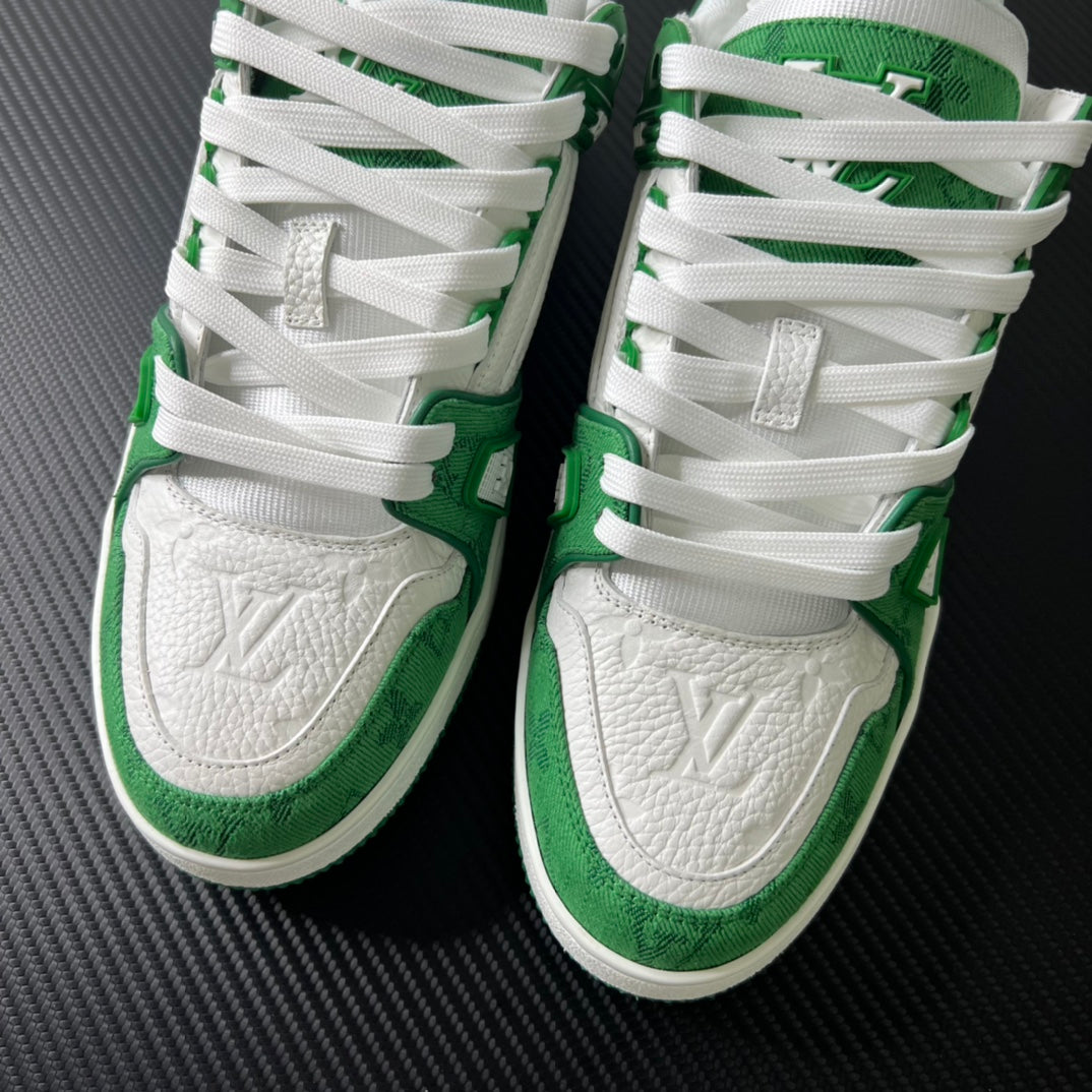 Louis Vuitton Trainer “Green Monogram Denim White”