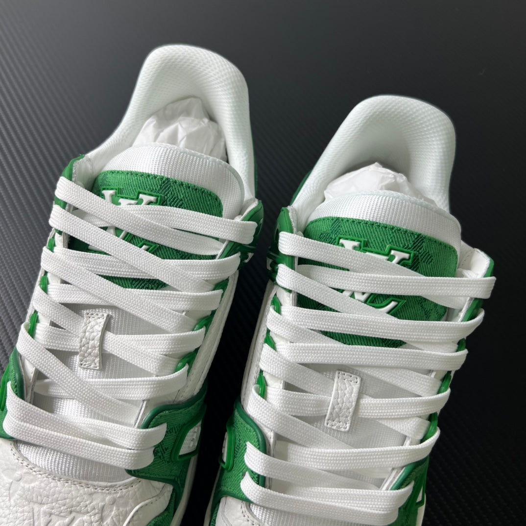 Louis Vuitton Trainer “Green Monogram Denim White”