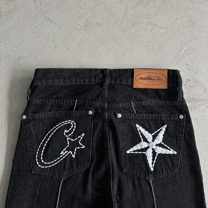 Corteiz Star Denim Pants “Dark White”