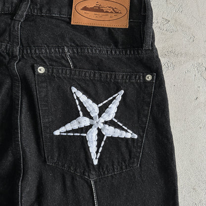 Corteiz Star Denim Pants “Dark White”