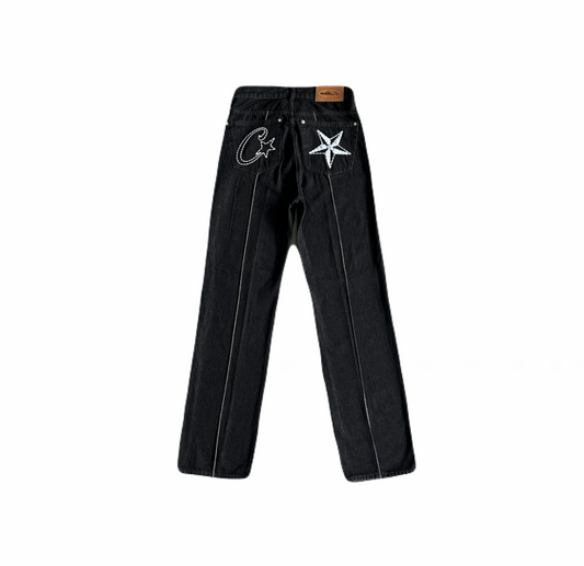 Corteiz Star Denim Pants “Dark White”